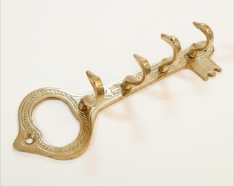 Vintage Brass Key Wall Hook – Antique Style 4-Hook Entryway Organizer