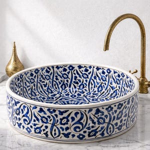 Vasque Marocaine | Vasque De Salle De Bain | Vasque Bleu | Lavabo Maro Evier 185lc