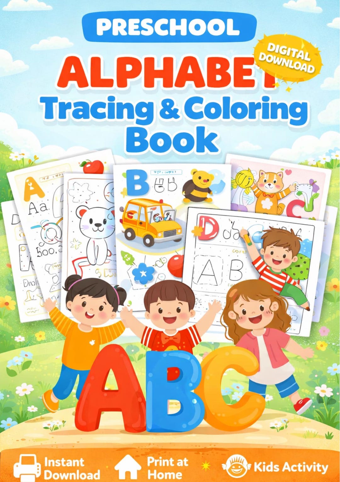 Hojas de trabajo imprimibles para niños con el alfabeto ABC – Animales ...