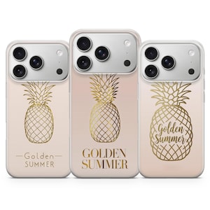 Golden Pineapple Luxury Phone Case Tropical Cover for iPhone 17 pro max 16e 15 14 13 12 11 XR 8, Samsung S26 S25 A16 S24 FE S23 A57 , Pixel