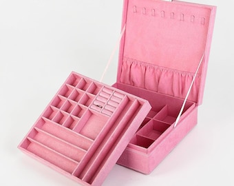 Elegant Two-Layer Lockable Jewelry Box