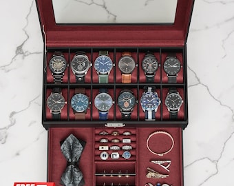 12 Slot Watch Box Organizer Glass Display Case