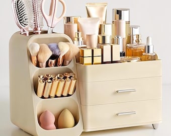 Makeup Organizer with Drawer and Brush Holder