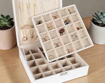 Velvet Jewelry Organizer Box with Lock