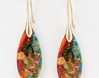 Natural Emperor Stone Dangle Drop Earrings