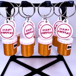 Script Happens – RX Flasche Schlüsselanhänger Charm | Lustige Krankenschwester, Apotheke Tech Accessoire