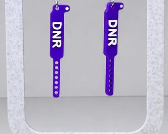 DNR Wristband - Dark Humor Nurse Gift, Hospital ID Band, ICU Hospice - Earrings
