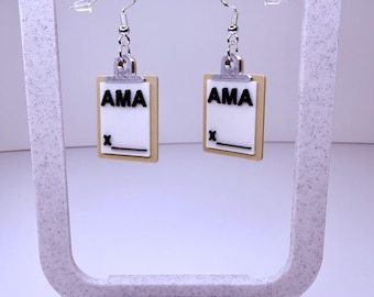 AMA Form Clipboard - Funny ER Nurse Gift, Against Medical Advice Humor - Earrings