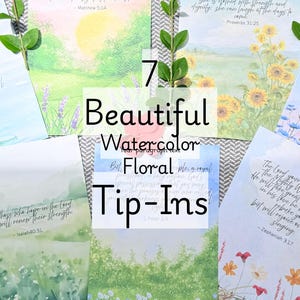 Floral Watercolor Bible Tip-In Sheets, Printed Loaded Bible Christian Journaling Inserts , Collection One image 5
