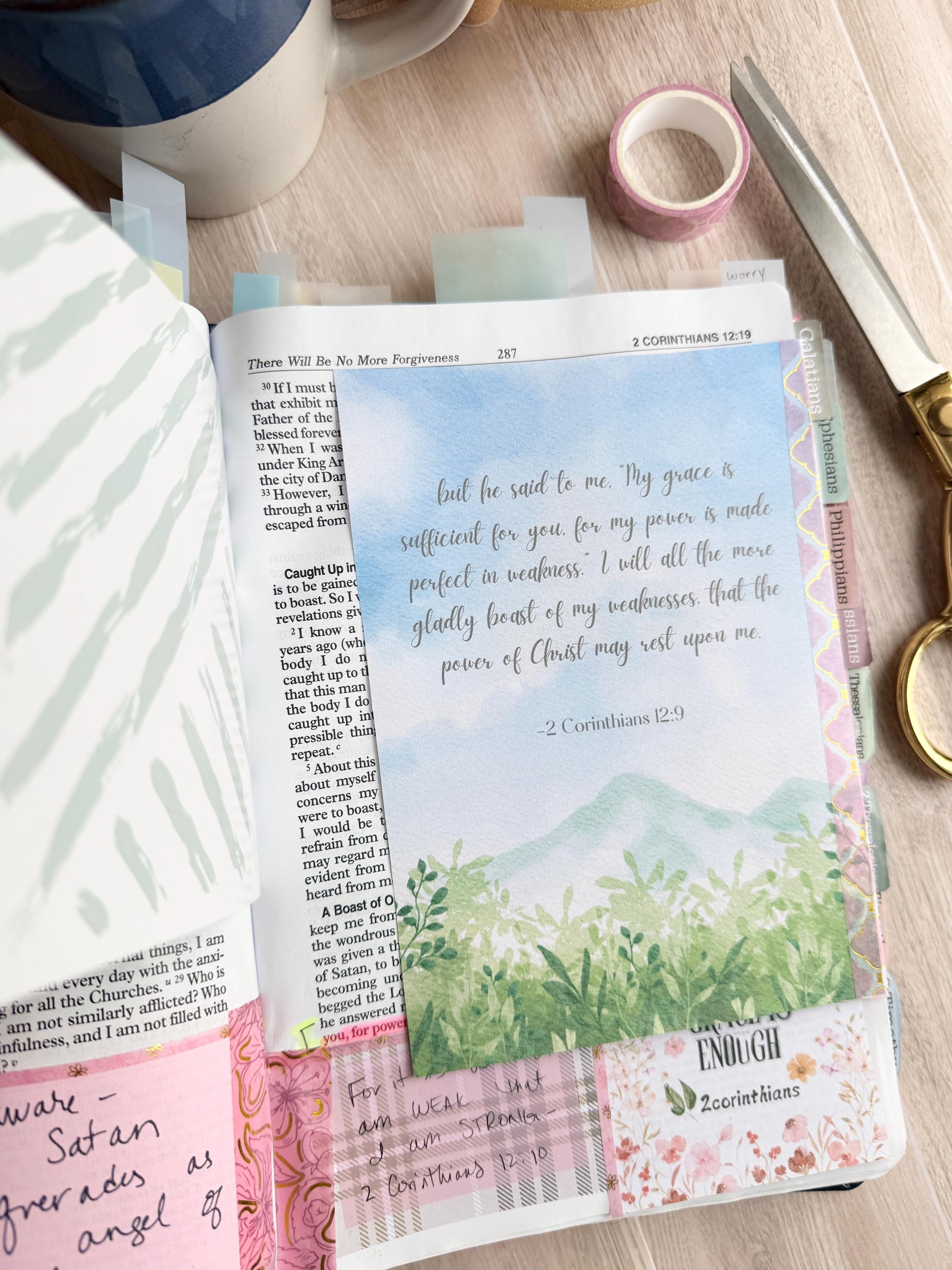 Christian Bible Tip-ins , Self Worth Scripture Cards, Printable Inserts ...