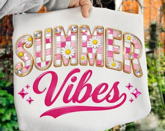 Summer Vibes Shirt PNG Download Floral Tee Sublimation Retro Tshirt Beach Graphic Digital Printable Apparel Design Vacation Sunshine Trend