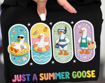 Summer Goose PNG Digital Download, Trending Vibes Animal Clip Art, Retro Shirt Design, Funny Graphic Print, Apparel Creator Resource