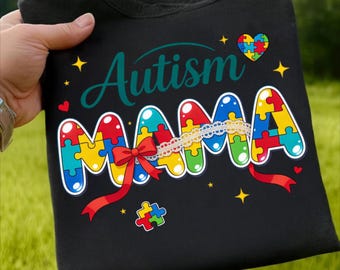 Lace Autism Awareness Mama PNG, Autism Mom Shirt Design, Puzzle Bow Digital Download, Neurodiversity Advocate Gift, Sublimation DTF Print