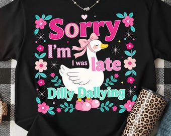 Pink Boho Floral Goose Png Bow Duck Mama Spring Glitter Digital File Sublimation Design Dilly Dallying Girly Transfer Art