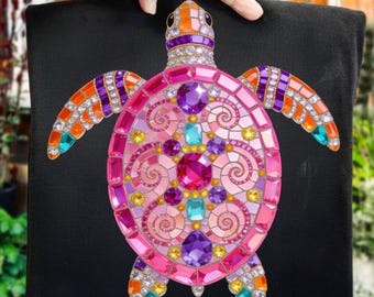 Brushstroke Sea Turtle T-Shirt, Tropical Hibiscus Beach Tee, Ocean Animal Sublimation, Girly Coastal Aesthetic Summer Top