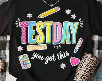 Retro Test Day Png Don't Stress Do Your Best Coquette Teacher Testing Day Checkered Stripes Dots Coordinator Instant Download Digital File