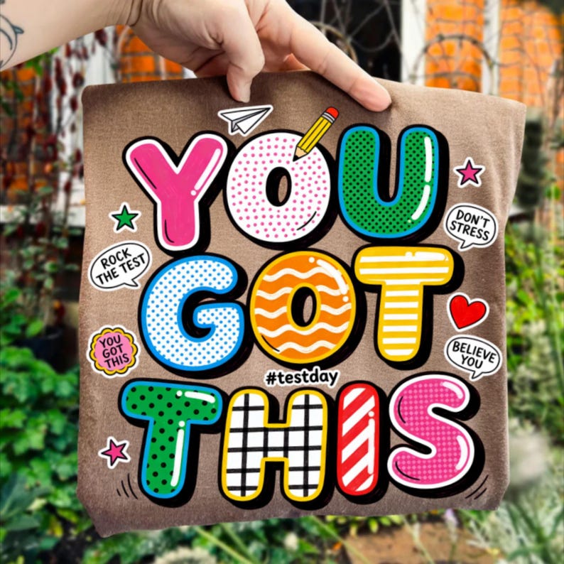 Retro Neon You Got This Testing Day PNG Teacher Test SVG Motivational Exam Shirt Design STAAR Final Digital File Download image 3