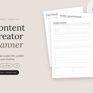 Content Creator Planner Printable, Video Content Planner, Vlog Planner, Social Media Planner, Script Template, Influencer Planner, A4 A5