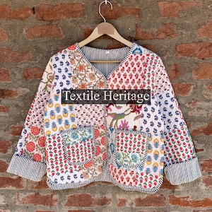 Black Colour Patch Jacket, Cotton Quilted Coat, Woman's Clothing Jacket, Indian Jacket, Boho, Hippie, Hand Block Flower Print Winter Jacket