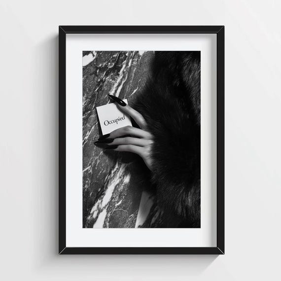 Editorial Print Bathroom Wall Art, Black and White Fashion Photography, Chic Bathroom Decor, Feminine Print