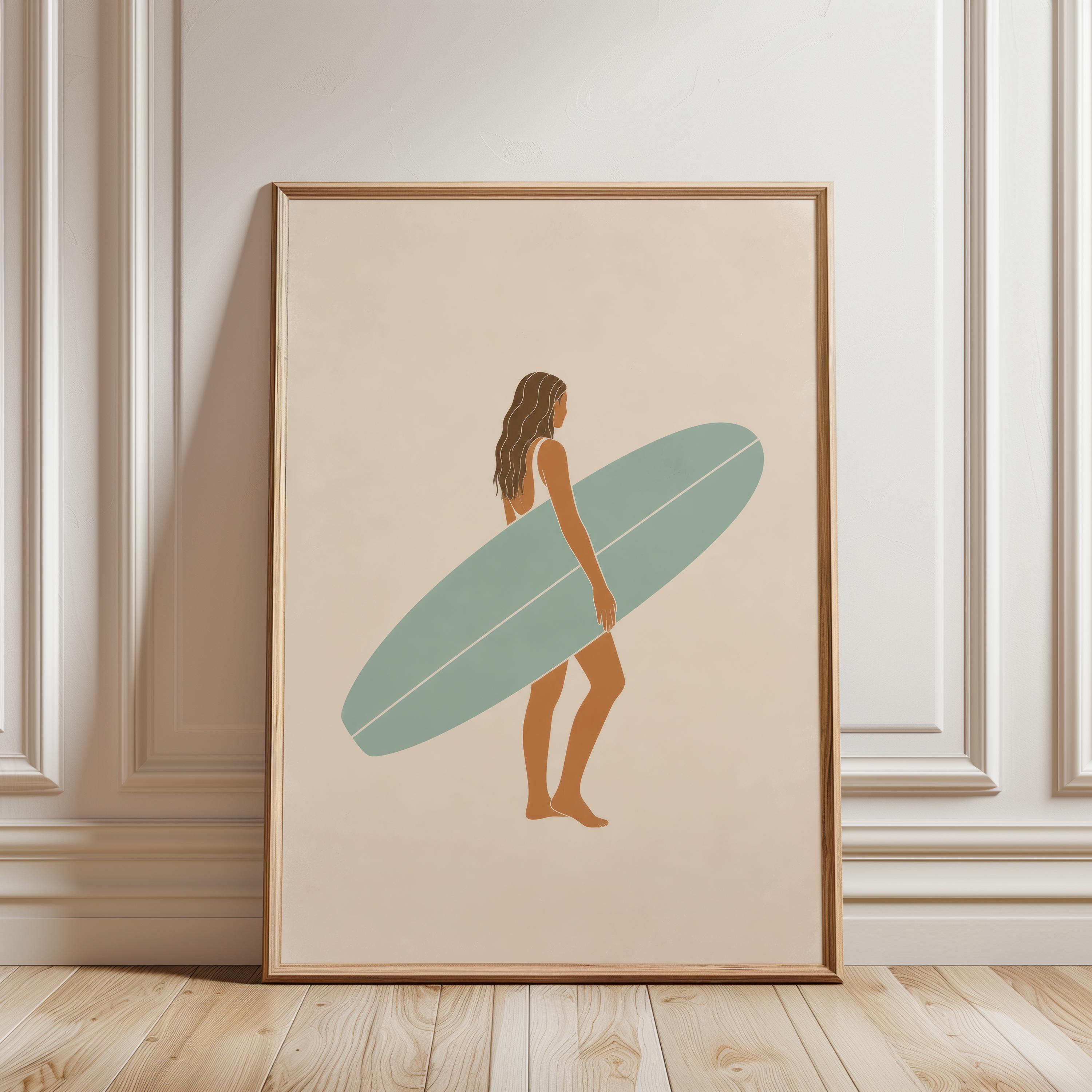 Surfer girl poster - Etsy 日本