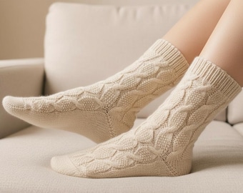 Cable Knit Socks Pattern Cozy Hand Knit Boot Socks (PDF Download)