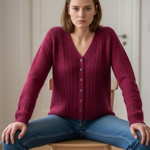 Classic V Neck Knit Cardigan Pattern (PDF Download)
