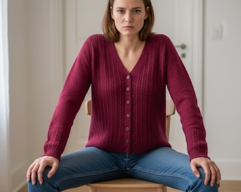 Classic V Neck Knit Cardigan Pattern (PDF Download)
