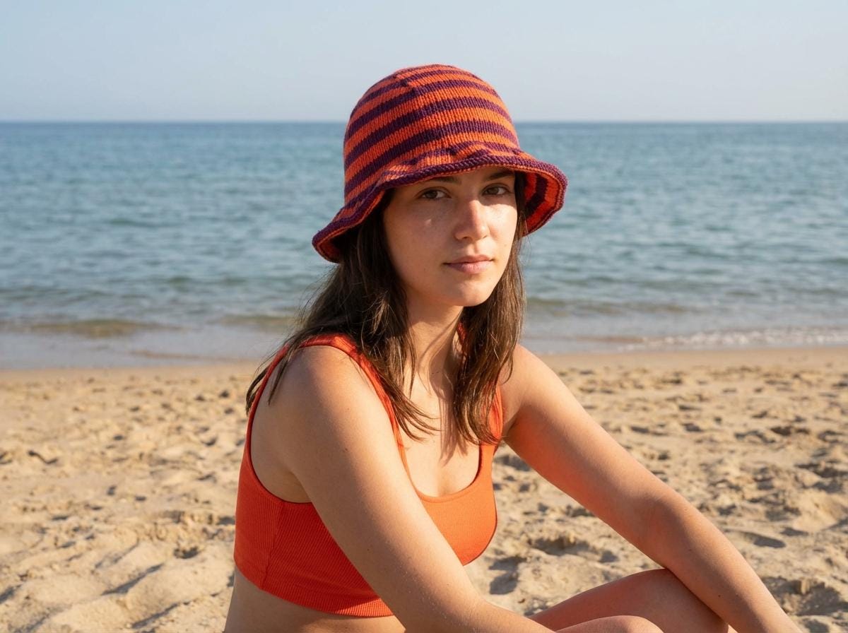 Knit Bucket Hat Striped Summer Sun Hat Knitting Pattern (PDF Download ...