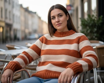 Striped Raglan Sweater Knitting Pattern (PDF Download)