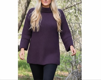 Knitting Fisherman Rib Sweater Pattern, Knit Chunky Sweater PDF, Knit Cozy Pullover
