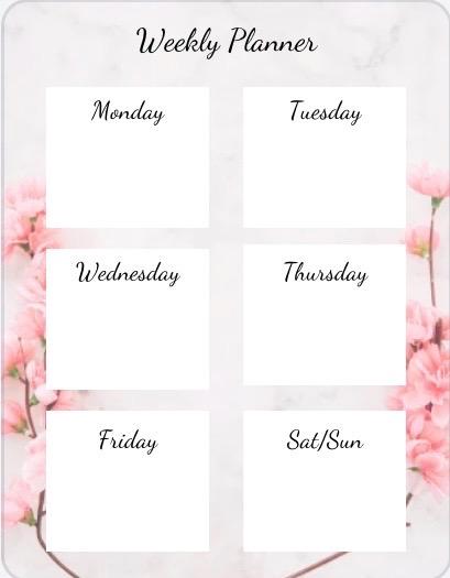 Pink Floral Weekly Planner Printable | Minimal Weekly Schedule ...