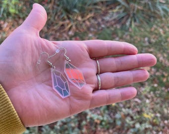 Faceted Crystal mirrored acrylic earring, small