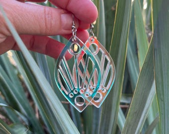 Art Deco Sunrise mirrored acrylic earrings, large