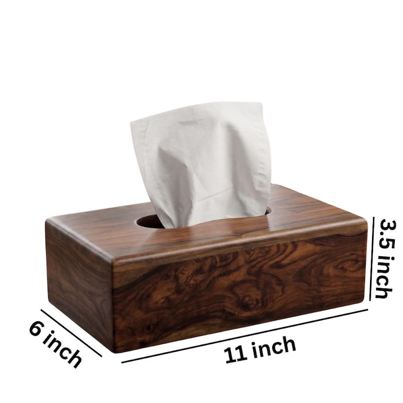 Solid Wood Tissue Box Cover: Rectangular Facial Dispenser, Anniversary ...