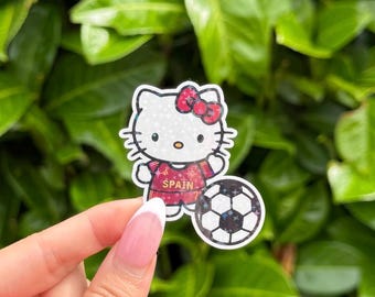 Kitty Spain soccer Sticker holographic star vinyl sticker