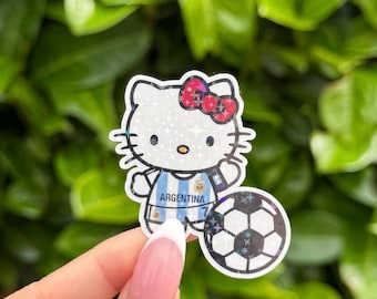 Kitty Argentina soccer Sticker holographic star vinyl sticker