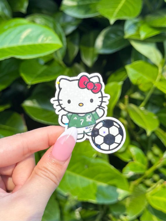 Kitty Mexico soccer Sticker holographic star vinyl sticker