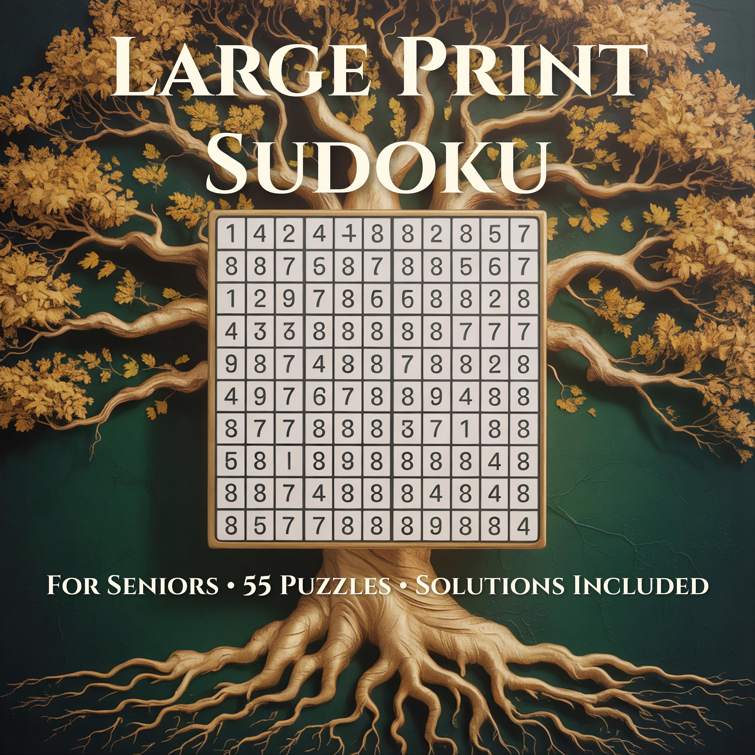 Large Print Sudoku for Seniors Printable | 55 Easy Medium Puzzles With