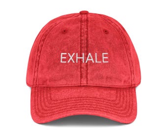 EXHALE Embroidered Distressed Baseball Cap | Minimal Wellness Summer Hat