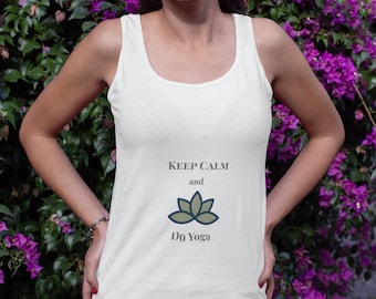 Keep Calm Do Yoga Tank Top, Lotus Flower Meditation Shirt, Spiritual Workout Apparel