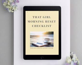 That Girl Morning Reset Checklist Printable | Feminine Self Care Planner | Daily Habit Tracker | Morning Routine Digital Download