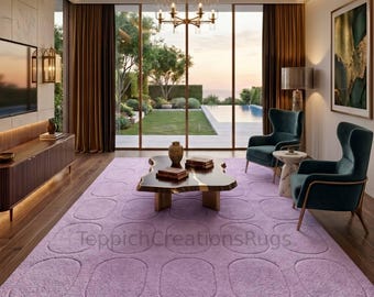 Pastel lavendel getuft vloerkleed, zacht pluche modern vloerkleed, geometrische esthetiek voor slaapkamer en woonkamer, luxe lila vloerkleed