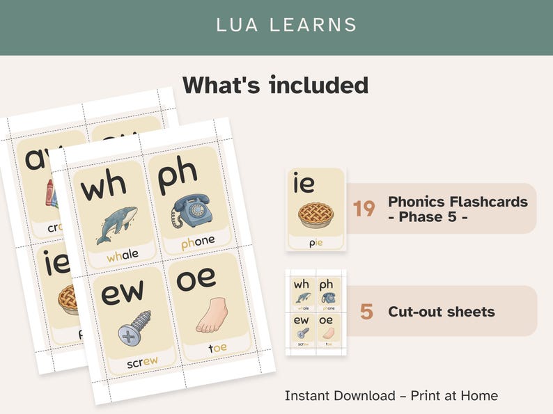 Phonics Flashcards Phase 5 | Advanced Phonics Sounds (digital Download