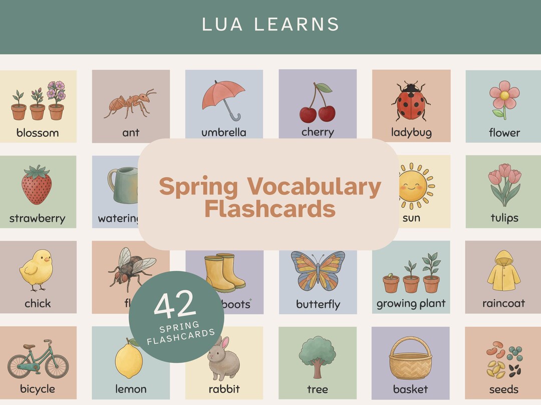 Spring Visual Flash Cards Spring Vocabulary Flashcards for Preschool & Kindergarten - Autism ...