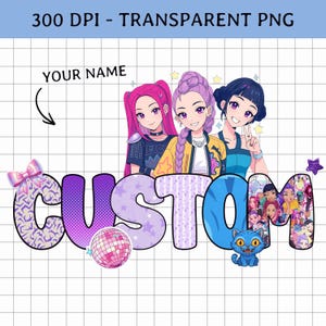 Anpassat Kpop Demon Hunters-namn PNG, personligt flicknamndesign, digital nedladdning