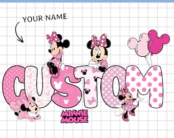 Custom Minnie Mouse Name Art | Personalized PNG (Digital Download)