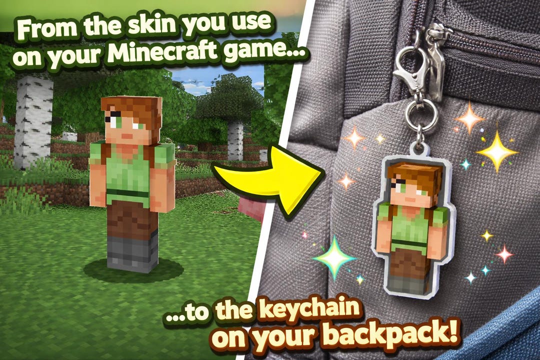 Custom Minecraft Skin Keychain – Personalized Avatar Charm - Etsy