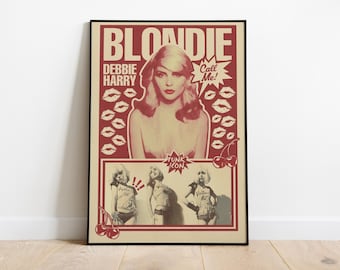 Blondie Retro Poster Print | Debbie Harry Music Wall Art | Punk Pop Rock Print | Music Lover Gift | Colorful Retro Home Decor Art