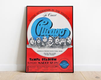 Chicago Band Concert Poster, Retro Music Wall Art, Classic Rock Poster, Music Print Decor, Printable Wall Art, Music Lover Gift